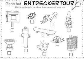 Vorschau - Mal- und Bastelvorlagen - Entdeckerkarte - raus in die Natur (entdecken, ankreuzen, malen, evtl schreiben) - Seite 1