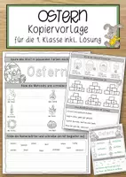 Vorschau - Anderer Materialtyp - Ostern Kopiervorlagen für die 1. Klasse inkl. Lösung - Deckblatt