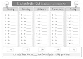 Vorschau - Anderer Materialtyp - Zahlenraum 20 Rechenfrühstück (Zehnerüberschreitung) - Seite 1
