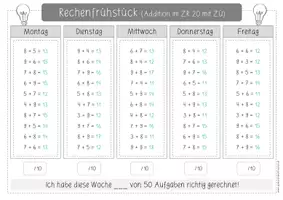 Vorschau - Anderer Materialtyp - Zahlenraum 20 Rechenfrühstück (Zehnerüberschreitung) - Seite 3