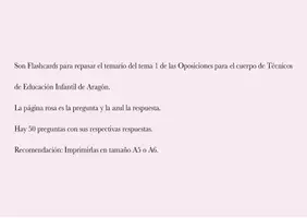 Vista previa - Tarjetas / Manipulativos - Flashcards para repasar el tema 1 de las oposiciones - Portada
