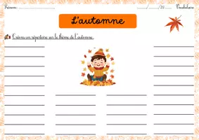 Aperçu - Feuilles d'exercices - Vocabulaire et production d’écrit sur l'automne - Page de couverture