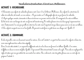 Aperçu - Feuilles d'exercices - Vocabulaire production d’écrit sur Halloween - Page 1
