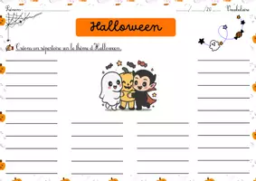 Aperçu - Feuilles d'exercices - Vocabulaire production d’écrit sur Halloween - Page de couverture