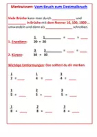 Vorschau - Arbeitsblätter - Brüche in Dezimalbrüche umwandeln (Merkwissen mit Übung) - Seite 1