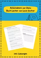 Vorschau - Arbeitsblätter - Lektüre Löcher - Arbeitsblatt 4 Dokumentation - Deckblatt