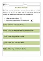 Vorschau - Arbeitsblätter - Der Banküberfall - Genaues Lesen und Schlüsselwörter - Seite 1