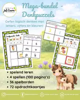 Voorbeeld - Lente - Mega-bundel - Denkpuzzels - Cijfers, letters én kleuren - Voorblad