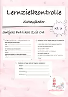 Vorschau - Test - Satzglieder Lernzielkontrolle/ Arbeit (Kl. 3) - Deckblatt