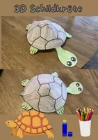 Vorschau - Mal- und Bastelvorlagen - 3D -Schildkröte - Kunst für den Sommer/ Kunst zum Thema Meerestiere - Deckblatt