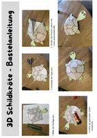 Vorschau - Mal- und Bastelvorlagen - 3D -Schildkröte - Kunst für den Sommer/ Kunst zum Thema Meerestiere - Seite 1