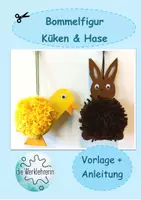 Vorschau - Mal- und Bastelvorlagen - Bommelfigur Küken und Hase - Werkstück für Ostern - Deckblatt