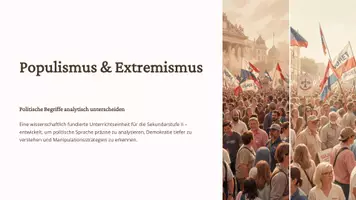 Vorschau - Präsentationen/Tafelbilder - Populismus & Extremismus analytisch unterscheiden | Wissenschaftlich fundierte Unterrichtseinheit für die Sekundarstufe II - Deckblatt
