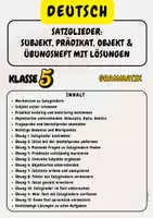 Vorschau - Stationenlernen - Satzglieder: Subjekt, Prädikat, Objekt & Übungsheft mit Lösungen Klasse 5 - Deckblatt