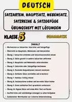 Vorschau - Stationenlernen - Satzarten, Hauptsatz, Nebensatz, Satzreihe & Satzgefüge Übungsheft mit Lösungen Klasse 5 - Deckblatt