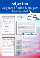 Vorschau - Arbeitsblätter - Adjektive steigern, Gegenteil finden, Basisschreibungen - Deckblatt