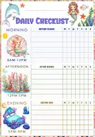 Aperçu - Apprentissages en autonomie - Kid’s Daily School Routine Checklist Chart–Mermaid Theme - Page 2