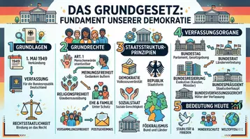 Vorschau - Arbeitsblätter - AB mit Fragen zum Thema "Grundgesetz" + Lösungsblatt + Infografiken - Seite 1