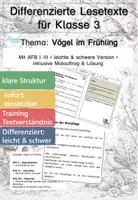 Vorschau - Arbeitsblätter - Vögel im Frühling Klasse 3 – Brutpflege, Nesthocker & Nahrungsnetze | Differenzierte Sachtexte Grundschule - Deckblatt