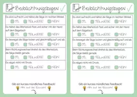 Vorschau - Arbeitsblätter - Sägen mit der Laubsäge, Regeln, Beobachtungsbogen, Reflexion, Sprinteraufgabe - Seite 1