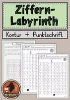 Vorschau - Arbeitsblätter - Zahlenlabyrith, Ziffern schreiben, Nachspuren, Schreibkurs - Deckblatt