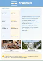Vorschau - Arbeitsblätter - Steckbrief Argentinien — Länder und Kontinente entdecken - Deckblatt