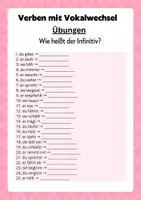 Vorschau - Arbeitsblätter - Übungen zu Verben mit Vokalwechsel 1 - Deckblatt