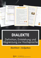 Vorschau - Arbeitsblätter - Dialekte: Sachtext zu Definition und Entstehung - Deckblatt