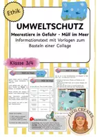 Vorschau - Arbeitsblätter - Umweltschutz - Meerestiere in Gefahr - Müll im Meer - Deckblatt