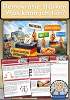 Vorschau - Arbeitsblätter - Demokratie stärken - Beteiligung und Verantwortung - Arbeitsblätter mit Lösungen - Politik Klasse 7/8 - Deckblatt