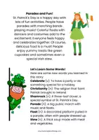 Vista previa - Hojas de trabajo - St. Patrick's Day: Let's Celebrate reading comprehension - página 1