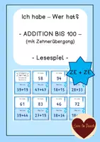 Vorschau - Spiele - Addition Zahlenraum 100 mit Zehnerüberang ZE+ZE Ich habe wer hat - Deckblatt