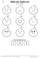 Aperçu - Feuilles d'exercices - Male die Äpfel an! – Zähl- und Malaufgabe für - Page de couverture