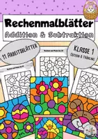Vorschau - Arbeitsblätter - Rechenmalblätter Klasse 1: Ostern / Frühling. Addition und Subtraktion. Rechnen und Malen. - Deckblatt