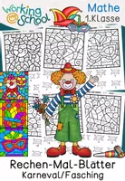 Vorschau - Arbeitsblätter - Rechenmalblätter | Karneval | Fasching | Zahlenraum 10 und 20 | Mathe Klasse 1 - Deckblatt