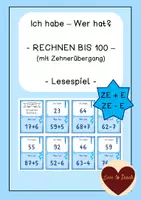Vorschau - Spiele - Rechnen bis 100 mit Zehnerübergang einstellig Ich habe wer hat - Deckblatt