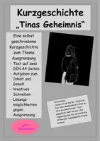 Vorschau - Stundenentwürfe - Kurzgeschichte "Tinas Geheimnis" - Eine selbst geschriebene Geschichte zum Thema Ausgrenzung, Toleranz, Mobbing, Gemeinschaft - Deckblatt