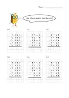 Vorschau - Arbeitsblätter - Schriftliche Subtraktion mit 3-5 Subtrahenden mit Lösungsblatt (Entbündelungstechnik) - Seite 1