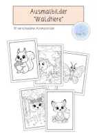 Vorschau - Mal- und Bastelvorlagen - Materialpaket "Ausmalbilder im modernen Cartoon-Stil" (wachsend) - Seite 1