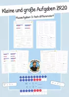 Vorschau - Arbeitsblätter - Einführung Zahlenraum 20 - Große und kleine Aufgaben Plus (differenzierte Arbeitsblätter) - Deckblatt