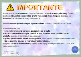 Vista previa - Hojas de trabajo - 🌸 Actividades de primavera Lectoescritura y numeración🌸 - página 1