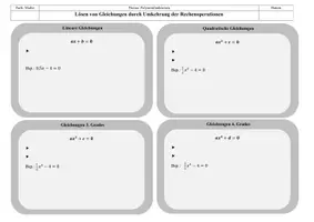 Vorschau - Arbeitsblätter - Polynomgleichungen lösen durch Umkehrung der Rechenoperationen - Deckblatt