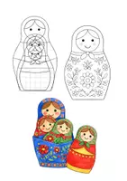 Vorschau - Mal- und Bastelvorlagen - Wir basteln eine Russische Matrojschka - Seite 1