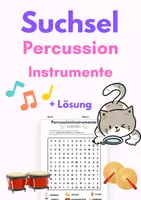 Vorschau - Arbeitsblätter - Suchsel - Percussioninstrumente (mit Lösung) - Deckblatt