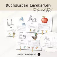 Vorschau - Arbeitsblätter - ABC Lernkarten | Buchstaben nachspuren, Klammerkarten, Schreiben lernen & Ausmalen | Vorschule, Deutsch Klasse 1 - Deckblatt