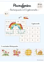 Vorschau - Spiele - Plusaufgaben Rechenpuzzle ZR 20 (mit Zehnerübergang) (Mathe Klasse 1) - Deckblatt
