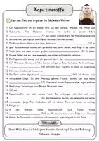 Vorschau - Arbeitsblätter - Kapuzineraffe Lückentext mit Wortspeicher und Transferaufgabe + Lösungen einfach erklärt - Seite 2