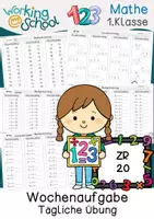 Vorschau - Arbeitsblätter - Rechentraining Zahlenraum 20 | Wochenaufgabe & tägliche Übung | Klasse 1 Mathematik - Deckblatt