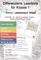 Vorschau - Arbeitsblätter - Lebensraum Wiese Klasse 1 – Lesetexte | Tiere der Wiese & Nahrungskette | Sachunterricht | differenziert mit Lösungen - Deckblatt