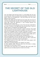 Vorschau - Arbeitsblätter - Reading Comprehension: The Secret of the Old Lighthouse - Seite 1
